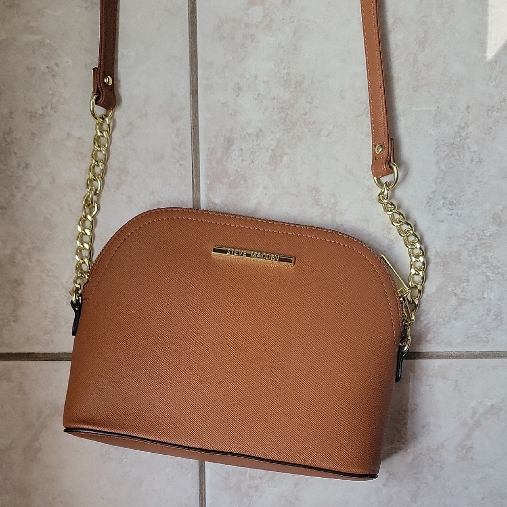 Steve Madden Brown Crossbody Bag with Gold Chain